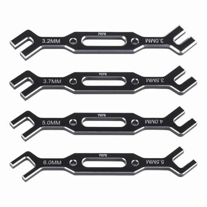 Aluminum Multi-Functional 1/10 RC On Road Car Alignment Tool Set– Camber/Toe/Slip Angle Gauge, Suspension Tuning Setup Gauge, Ultimate Suspension & Steering Adjustment Tool (Black Wrench) - color: Black Wrench