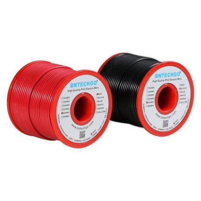 BNTECHGO 24 Gauge PVC 1007 Solid Electric Wire Red and Black Each 100 ft 24 AWG 1007 Hook Up Tinned Copper Wire - color: Red and Black, size: 24 Gauge 100ft