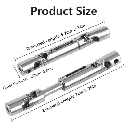 RC Drive Shaft, 2Pcs Metal Drive Shafts, Solid RC Car Transmission Shaft Set, Upgrades Accessory Compatible with WPL 1/16 Scale RC Military Truck, 2.36 x 0.31in, Silver