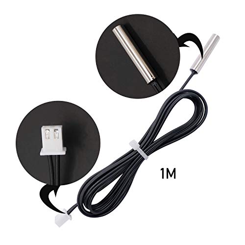 TWTADE 5 Pcs 1M 10K B3950 Thermistor Temperature Sensor,able to Support -25 to 125 Degree Celsius,Sensitive NTC Temperature Sensor Probeprobes has 5 * 25mm Stainless Steel housing NTC-1M-5P - size: 1M