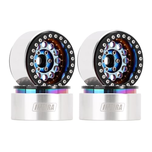 INJORA 1.9" 150g Brass & Aluminum -10mm Offset Wheels for 1/10 RC (Rainbow) - color: Rainbow