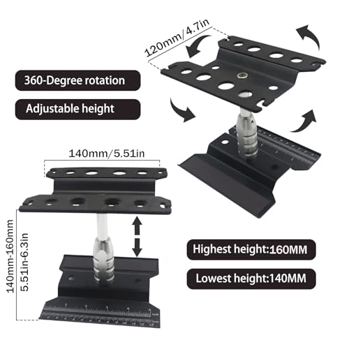 RC Car Stand RC Repair Stand 360 Degree Rotation Lift or Lower for Traxxas Arrma Redcat Axial RC4WD HSP Losi 1/8 1/10 1/12 1/16 Scale RC Crawler Car Truck Buggies (Black) - color: Black
