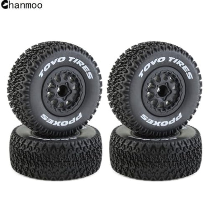 1/10 RC Short Course Truck Wheels and Tires with 12mm Hex 1:10 Scale Off Road Tyres for 1/10 RC Off-Road Car Traxxas TRX4 Slash Arrma Losi Tenacity Vkar 10sc Hpi RC Buggy Car 4PCS (A Tires) - color: A Tires