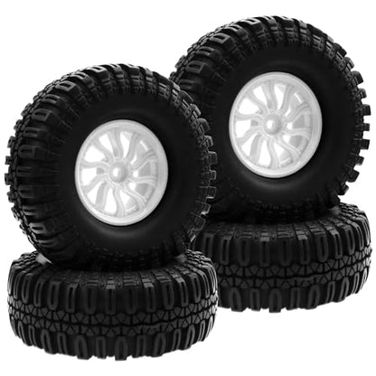 RC 1.9" RC Tires and Wheel Nylon Rims 12mm Hex Hub OD 106mm/4.25" Rubber Tyre 10-Spoke Compatible with 1/10 Axial SCX10 RC4WD D90 Tamiya CC01 TF2 Traxxas TRX4 RC Crawler (White) - color: White