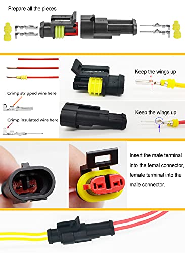 800pcs 1/2/3/4/5/6 Pin Automotive Waterproof Wire Connector with Crimper | Twippo 22-16 AWG 1/2/3/4/5/6 Wire Male and Female Electrical Connectors Plug Terminals Kit with Ratchet Crimping Tool(50set) - color: 800pcs With Crimper