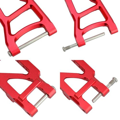 Aluminum Rear Suspension A-Arms Set Upgrade Parts for Traxxas 1/10 Slash 2WD RC Car (Red) - color: Red