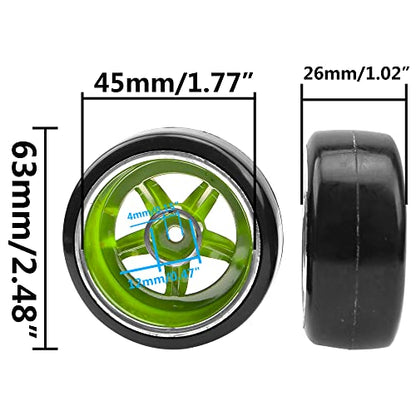 1/10 RC Drift Tire Hard Plastic Tires & 12mm Hex Hub Wheel Rims Compatible with Traxxas HSP Tamiya Kyosho Himoto HPI Redcat 1/10 On-Road RC Drift Drifting Car (Gold) - color: Gold