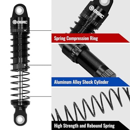 OGRC 60mm Long Travel RC Shock Absorber Oil Damper for TRX4M 1/18 RC Car | Oil-filled, Aluminum, for Traxxas TRX4M Upgrade Parts, Black - color: Black