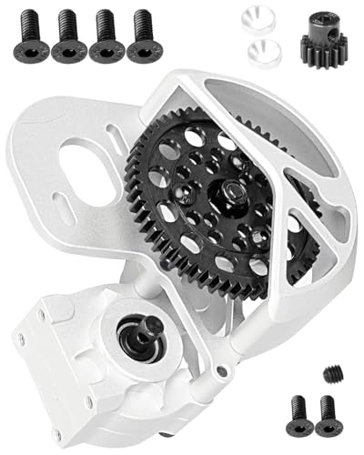 Transmission Gearbox Upgrades Part for 1/10 SCX10, SCX10 II 90046,90047,AX10 RC Crawler Truck,Aluminum Center Transmission Gearbox Hops up,Silver - color: Silver for Upgrades