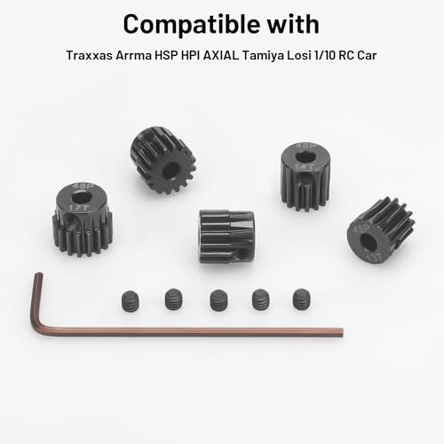 daitoku 5PCS 48P Pinion Gears 13T 14T 15T 16T 17T 3.175mm Shaft for Traxxas Arrma HSP HPI AXIAL Tamiya Losi 1/10 RC Car