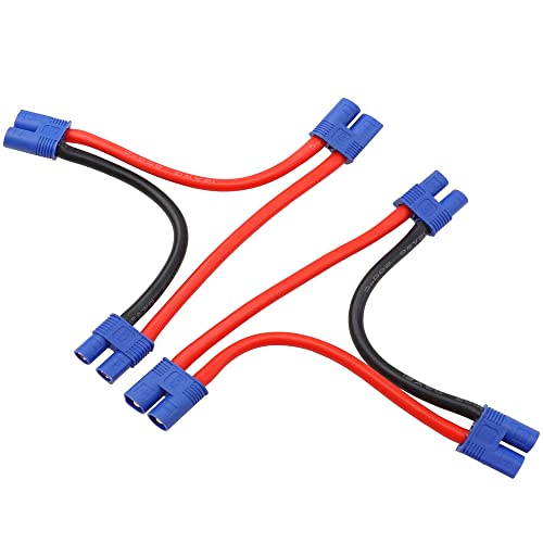 2Pcs HIRCQOO RC Car Serial Series Cable Adapter Compatible with XT90 Large Tamiya Traxxas EC5 XT60 EC3 T Plug for RC Truck Boat Lipo Battery ESC (EC3 Plug) - style: EC3 Plug