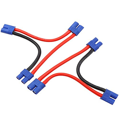 2Pcs HIRCQOO RC Car Serial Series Cable Adapter Compatible with XT90 Large Tamiya Traxxas EC5 XT60 EC3 T Plug for RC Truck Boat Lipo Battery ESC (EC3 Plug) - style: EC3 Plug