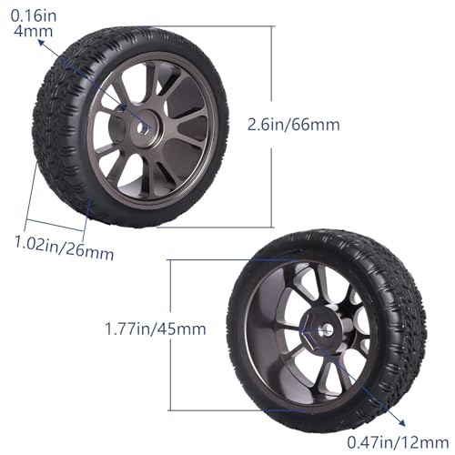 GoHooby 2.55in Rubber Tires&12mm Hex Wheel Rims Pre-Mounted Set, Compatible with Traxxas Tamiya 1/10 RC On-Road Touring Car (Color 1) - color: Color 1