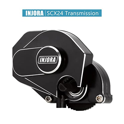 INJORA CNC Aluminum Complete Transmission Gearbox for SCX24 AX24, Black - color: Black