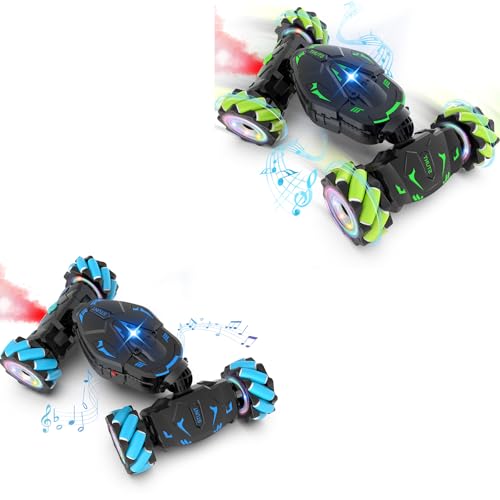 Gesture Sensing RC Stunt Car, Best Gifts for Boys 6 7 8 9 10 11 12, Birthday Gifts for Boys, Gifts for Boys, Remote Control Car for Boys 8-12, 360° Rotate 4WD Off-Road with Lights Music Spray RC Car