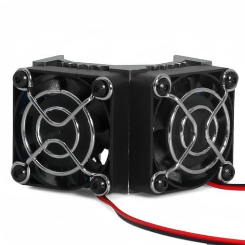 Dual 40mm RC Motor Cooling Fan 40-42mm Compatible with 1/7 1/8 Arrma Traxxas RC Car Fit 4068 4074 4082 4268 4274 Motors (Black) - color: black