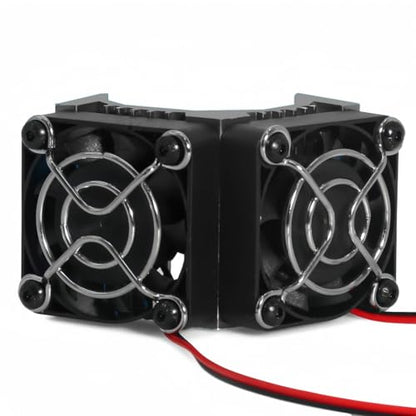 Dual 40mm RC Motor Cooling Fan 40-42mm Compatible with 1/7 1/8 Arrma Traxxas RC Car Fit 4068 4074 4082 4268 4274 Motors (Black) - color: black