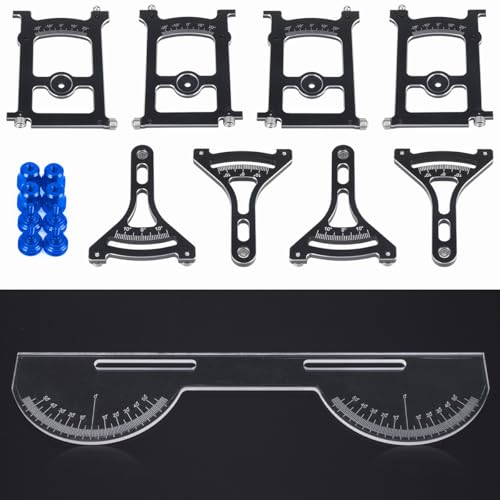Aluminum Multi-Functional 1/10 RC On Road Car Alignment Tool Set– Camber/Toe/Slip Angle Gauge, Suspension Tuning Setup Gauge, Ultimate Suspension & Steering Adjustment Tool (Blue Set) - color: Blue Set