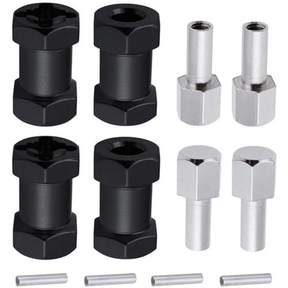 4-Pack HobbyPark 12mm Wheel Hex Drive Hubs Combiner Coupler Aluminum 20mm Offset Extension for 1/10 RC Crawler Car Parts (Black) - color: Black, size: 20mm Length