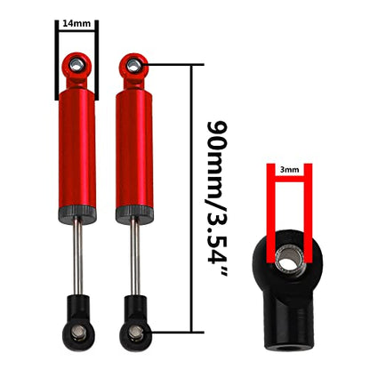 4Pcs RC Car Shocks Shock Absorber Internal Spring Shocks Damper Upgrade Parts Compatible with Axial SCX10 Traxxas TRX4 Redcat Tamiya 1/10 RC Crawler (Hole Distance:90mm, Red) - color: Red, size: Hole Distance:90mm