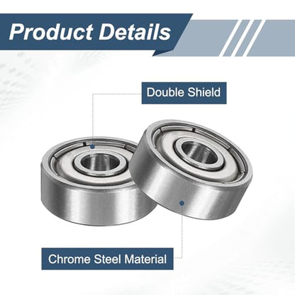 uxcell 5 Pack 604ZZ Deep Groove Ball Bearings, 4x12x4mm Chrome Steel Double Shield Bearing for Electric Motor, Home Appliances, Garden Machinery, (ABEC5) - size: 604ZZ