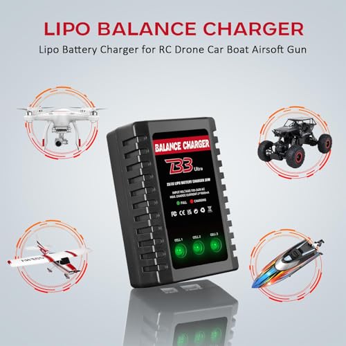 2S-3S LiPo Battery Charger, RC Balance Charger AC 7.4-11.1V Upgrade Version Compact RC Car Charger for XHR Plug Battery