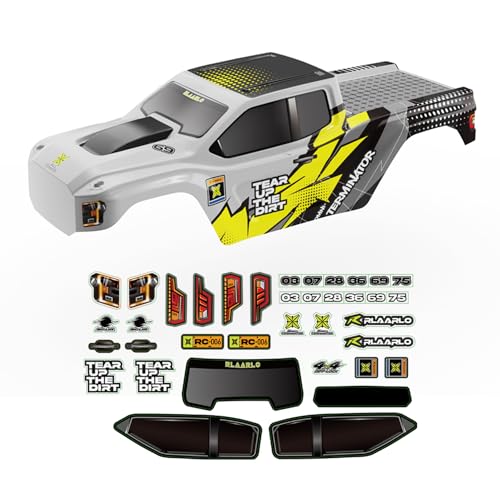 AMORIL 1.2MM PC Car Shell for RC Brushless Truck Mini 1/10 RZ001G-A,1PCS,Part Number R11163, Yellow and Silver