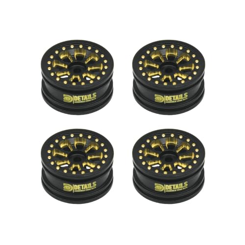 Hobby Details Aluminum Rear Axle Gear Box Skid Link Wheel Upgrade Set for 1/30 Axial SCX30 Jeep Wrangler RC Cars, Black and Gold (Brass 0.7In Wheel) - color: Brass 0.7in Wheel