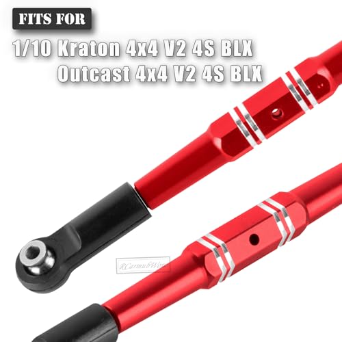 RC Turnbuckles Tie Rods Linkage Set Upgrades Part for 1/10 Kraton 4x4 4S V2,Outcast 4x4 4S V2,Alloy Aluminium Turnbuckles Camber Links Steering Linkage Rod,Red - color: Red(1set)