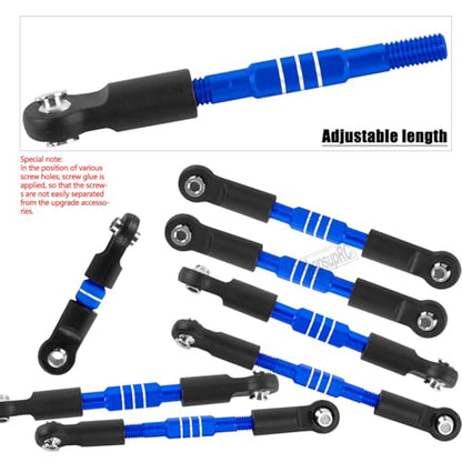 RC Upgrades Part Adjustable Turnbuckles Camber Links Toe Link for 1/10 Slash/Rustler/Stampede/Bandit VXL 4WD 4X4.Alloy Front&Rear Link Set,Navy Blue - color: Blue(for 1/10)