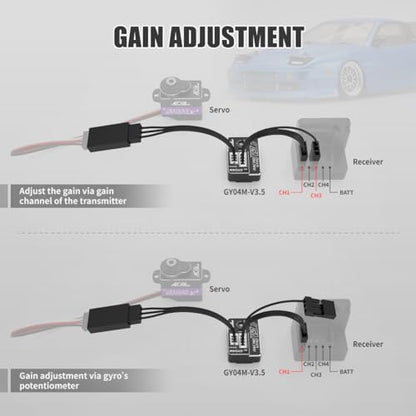 AGFRC 4g AVCS Gyro for RC Mini-Z Drift Car (GY04M V3.5 Black) | CNC Case, 3.7-8.4V, 20mA, AVCS & Normal Dual Modes, 32-bit PID Control, for Mini-Z, Competition Grade RC Drifting - color: Black