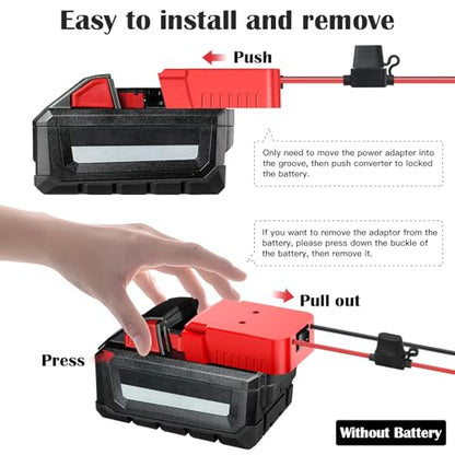 2 Packs Power Wheel Adapter for Milwaukee M18 Battery Adapter 18V Power Wheel Battery Conversion Kit with Switch, Fuse & Wire Terminals, 12AWG Wire, Power Connector for DIY Rc Car Toys and Robotics - size: 2 Pack
