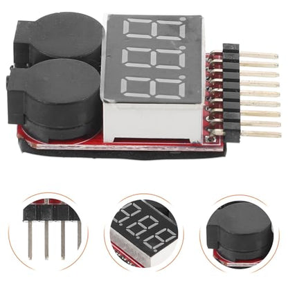 2pcs Lipo Battery Voltage Tester with Low Voltage Warning Alarm Rc Battery Monitor Checker for Drone and Rc Enthusiasts