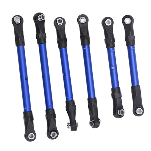 RC Tie Link Rods Set,6pcs RC Car Steering Tie Rod Aluminum Alloy Universal Spare Parts for Traxxas Slash Hoss Rustler,Improved Strength and Durability - color: Blue