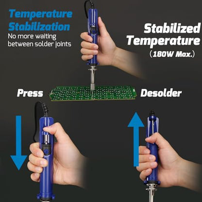 WEP 929D VI 180W Electric Desoldering Iron Tool Temperature Controlled with Removable Solder Sucker with 3 Nozzles Pump Function Soldering Iron