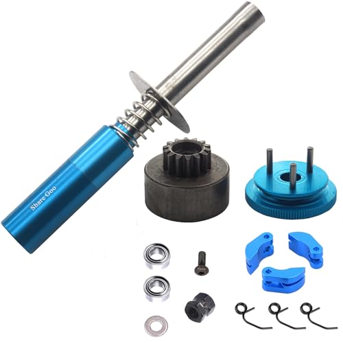 Glow Plug Ignitor Igniter Nitro Engine Starter Tool & RC 14T Clutch Bell Shoes Bearings Gear Flywheel Assembly Kit Springs Cone Engine Nut