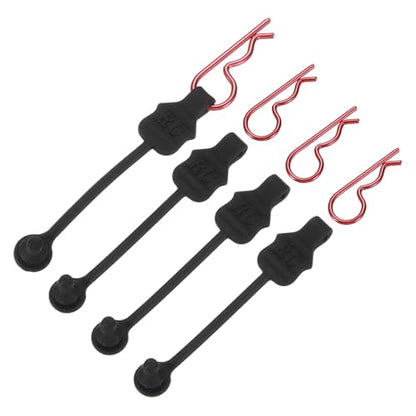 MECCANIXITY 4 Pcs RC Body Clip Retainers, 1.2mm Rod RC Clips Shell Fixed Buckle Lock Springy R Pins Shell Replacement Parts for All 1/8 1/10 Scale Model Car Crawler Truck(Red) - color: Red Tab Red Clip