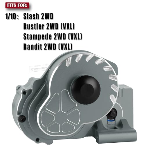 Metal Transmission Complete Upgrades Part for 1/10 Slash/Rustler/Stampede/Bandit 2WD(VXL),Gearbox Case w/76T 83T 86T 90T Gear,Diff,Slipper Clutch & Rebuild Kit,Pressure Plate,Titanium - color: Titanium(1set)