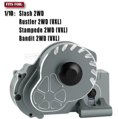 Metal Transmission Complete Upgrades Part for 1/10 Slash/Rustler/Stampede/Bandit 2WD(VXL),Gearbox Case w/76T 83T 86T 90T Gear,Diff,Slipper Clutch & Rebuild Kit,Pressure Plate,Titanium - color: Titanium(1set)