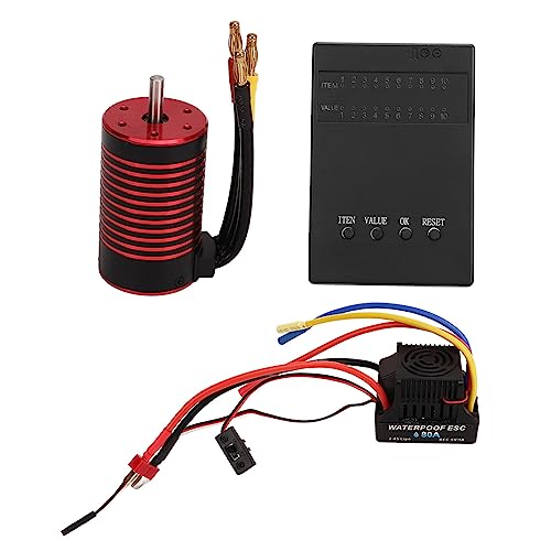 Cryfokt 80A Brushless ESC Electric Speed Controller, High 3660 Motor with Low Voltage Cut Off Protection, Overtemperature Protection for 1/8 RC Car (3800KV) - color: 3800kv