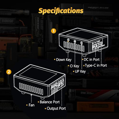 HOTA T6 RC 1S 2S 3S 4S 5S 6S Lipo Battery Charger RC Smart Battery Charger | 300W XT60, PD Dual Input, 15A, Compact RC Car Charger, Support PD3.0, QC Fast Charging Protocols, Muti-Language