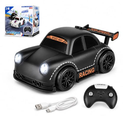 BYTEWAR 3-in-1 Remote Control car for Toddlers, Drift Follow Escape Modes | One-Key Auto Showcase Simulated Sounds and Headlights, Kids Toys for Age 3+ - color: Black Car
