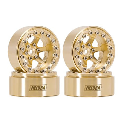 INJORA 1.3" Brass -5.25mm Offset Beadlock Wheel for 1/24 1/18 RC Crawlers - color: Brass