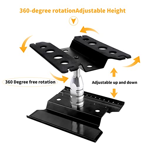 Aluminum Alloy RC Car Repair Work Stand Hobby Tool Set 360 Degree Rotation Lift/Lower and RC Screws Kit Repair Tool Box for 1/8 1/10 1/12 1/16 1/18 RC Car Truck Buggy Models (Black) - color: Black