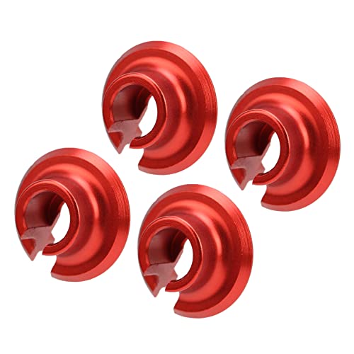 RC Spring Retainers, Durable Shock Cups Upgrade for Smooth Ride, 4Pcs Red Set for 1/10 Scale RC Cars Off-Road Racing and Hobbyist Maintenance