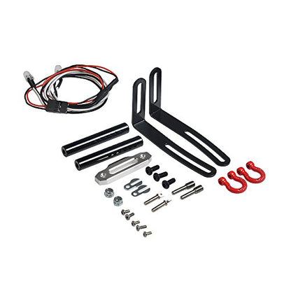 RCLIONS Metal RC Front Bumper with LED Lights Shackles for TRX4, SCX10-ii 1/10 RC Crawler Car