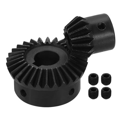 uxcell 2Pcs Tapered Bevel Gears Set, 1.5 Mod 1:2 (15T/30T) Harden Steel Straight Bevel Gear, 90 Degree Steering Motor Gears, (8/14mm Shaft Hole with Keyway) - size: 8/14mm