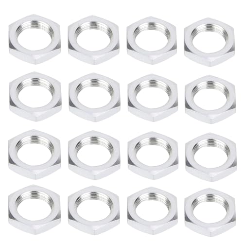 Aluminum 17mm Wheel Nut Thread 1.0mm for 1/7 1/8 RC Model Car ARRMA 6s HSP Redcat Himoto Monster Trucks Off Road Buggy Upgraded Parts 16 pcs/Set (Silver) - color: silver