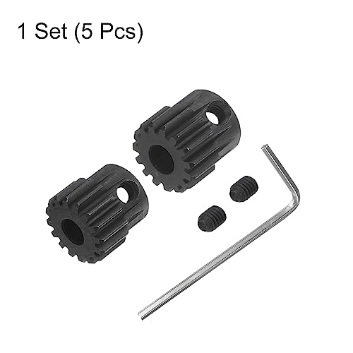 HARFINGTON 32P Hardened Pinion Motor Gear Set 5pcs 15T 16T Fit 5mm RC Motor Shaft 0.8 Metric Pitch 32 Pitch Gears for RC Car, with Hex Key - style: 15T 16T