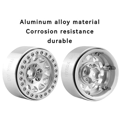 1.9 Inch Aluminum Alloy Beadlock Wheel Rim Hub 4pcs Suit for 1:10 RC Crawler Axial SCX10 SCX10 II TRX4 RC4WD D90. (Silvery) - color: Silvery
